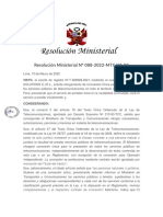 Resolución Ministerial #083-2022-MTC-01.03