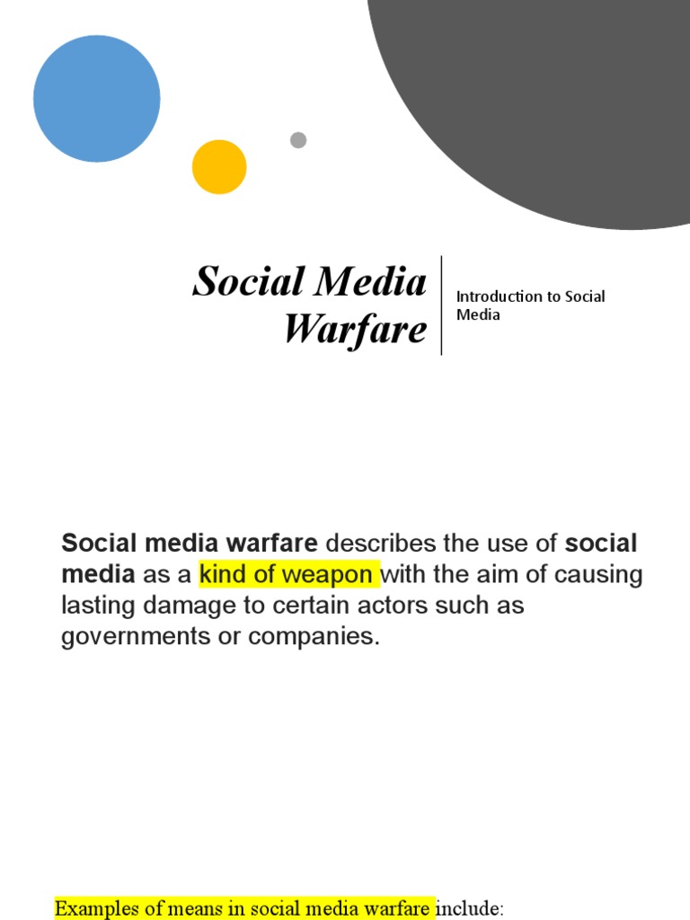 Final Social Media Warfare Pdf Propaganda Social Media