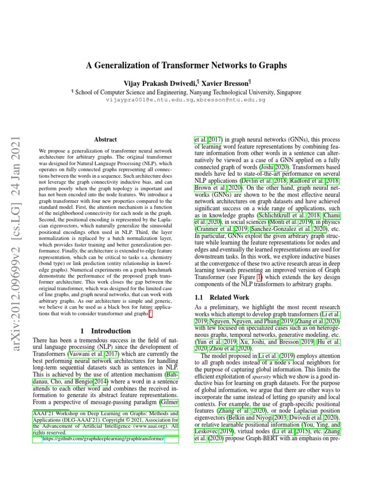 A Generalization of Transformer Networks To Graphs | PDF | Eigenvalues ...