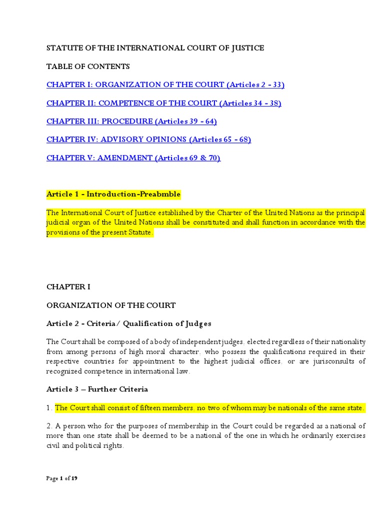 Statute ICJ PDF Judgment (Law) Political Law