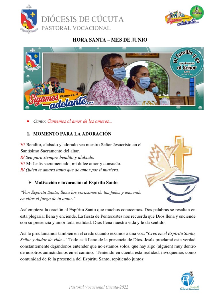 Hora Santa Vocacional Junio PDF eucaristía Oración