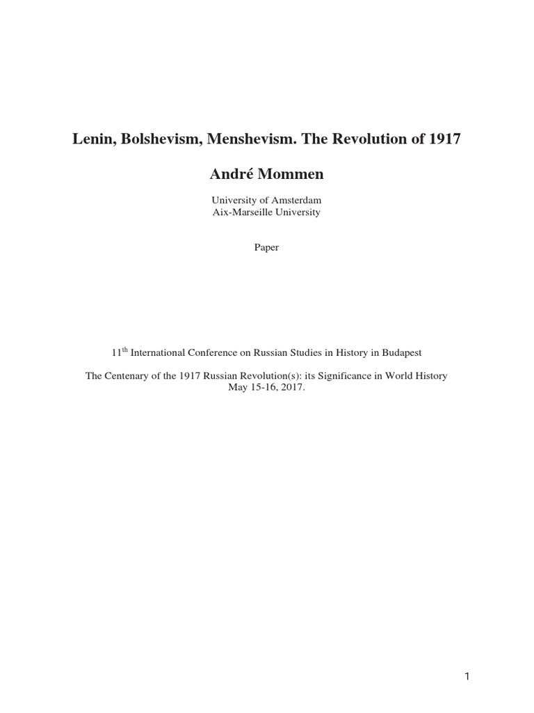 Menshevism and the 1917 Revolution | PDF | Vladimir Lenin | Russian ...