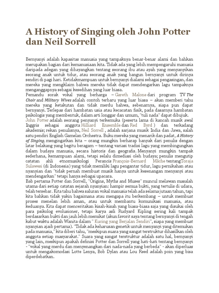 Sejarah dan Evolusi Bernyanyi Manusia | PDF