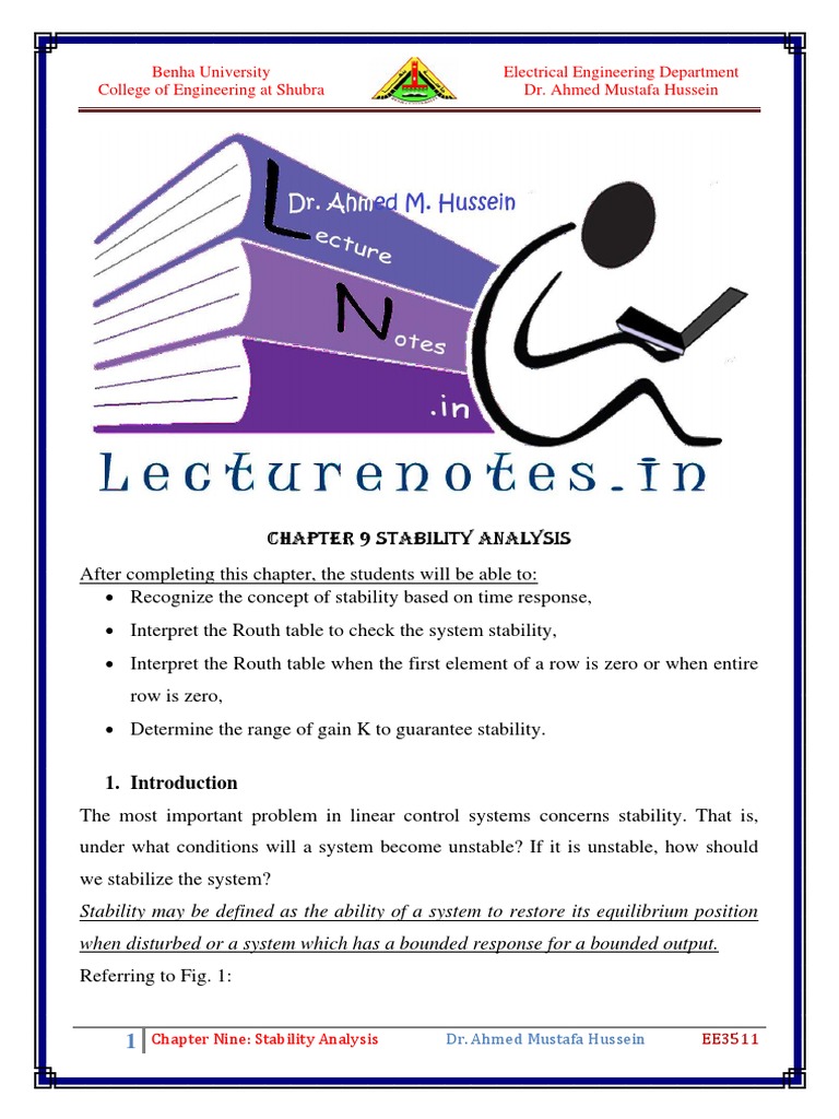 Stability Analysis in Control Systems | PDF | Stability Theory ...