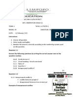 Grade 12 Life Orientation Task 1 Term 1 Marking Guideline