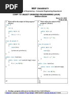 COMP110 OOP - Midterm Exam - Solutions