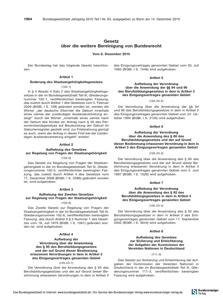Bundesgesetzblatt 110s1864 23614 PDF