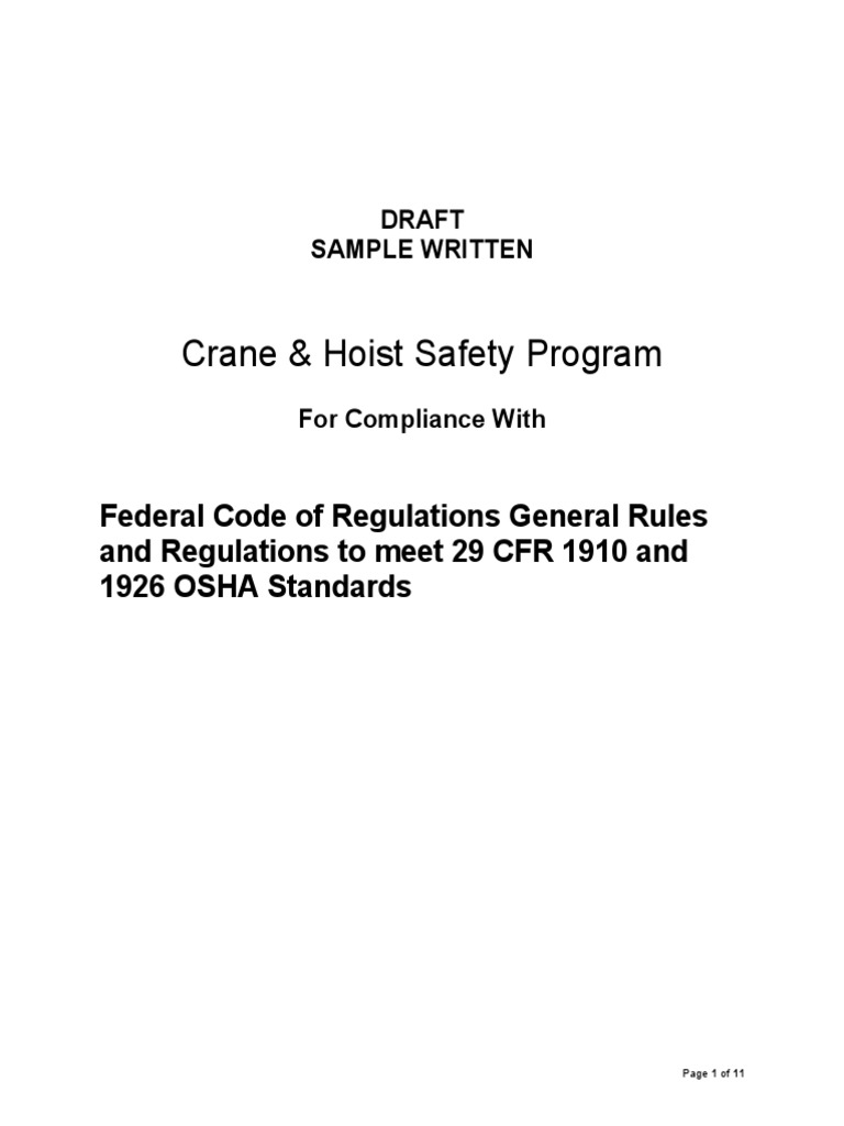 Crane Hoist Safety Program | PDF | Occupational Safety And Health ...