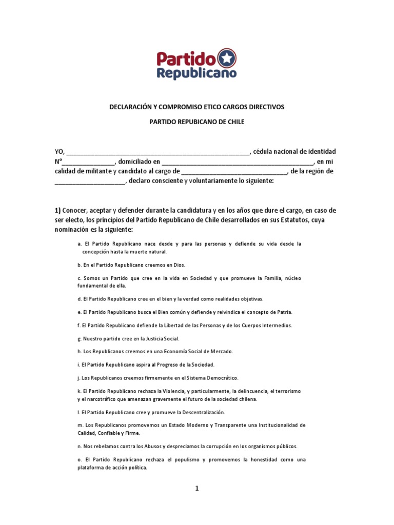 Declaración y Compromiso Ético - Final 1 | PDF | Partido Republicano ...