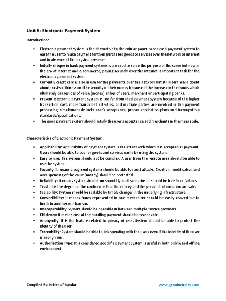 Overview of Electronic Payment Systems | PDF | Credit Card | Cheque