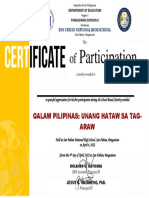 Certificate of Participation GALAW PILIPINAS