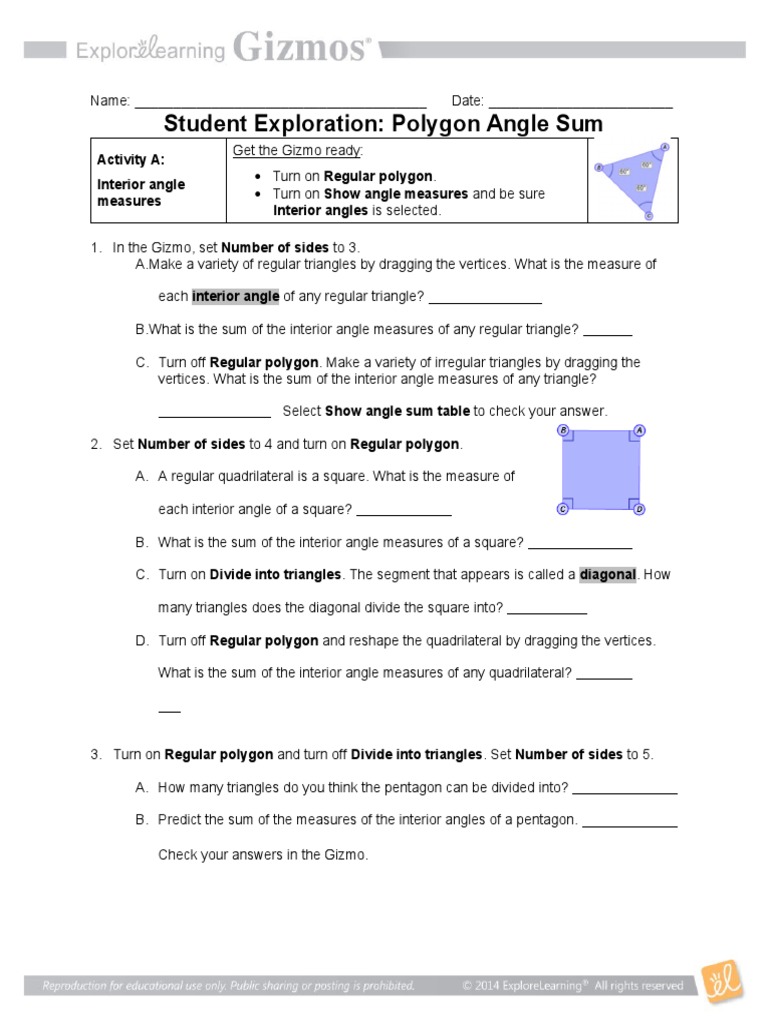 Polygon Angle Sum Theorem Exploration | PDF | Polygon | Triangle