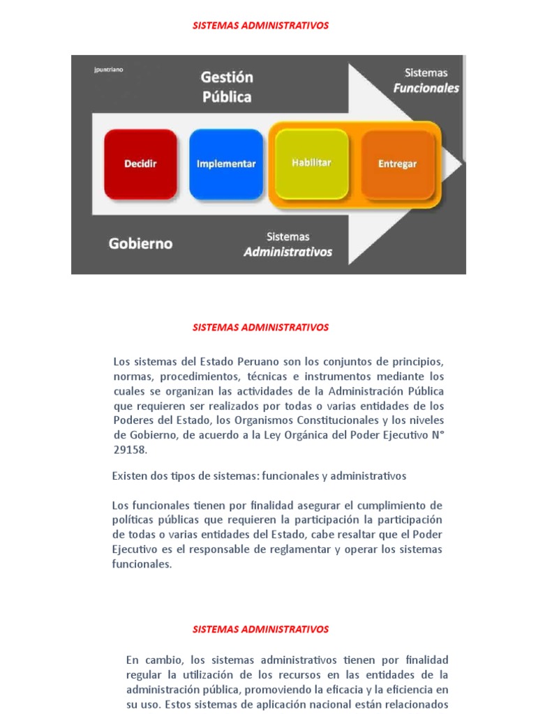 Sistemas Administrativos del Estado Peruano | PDF