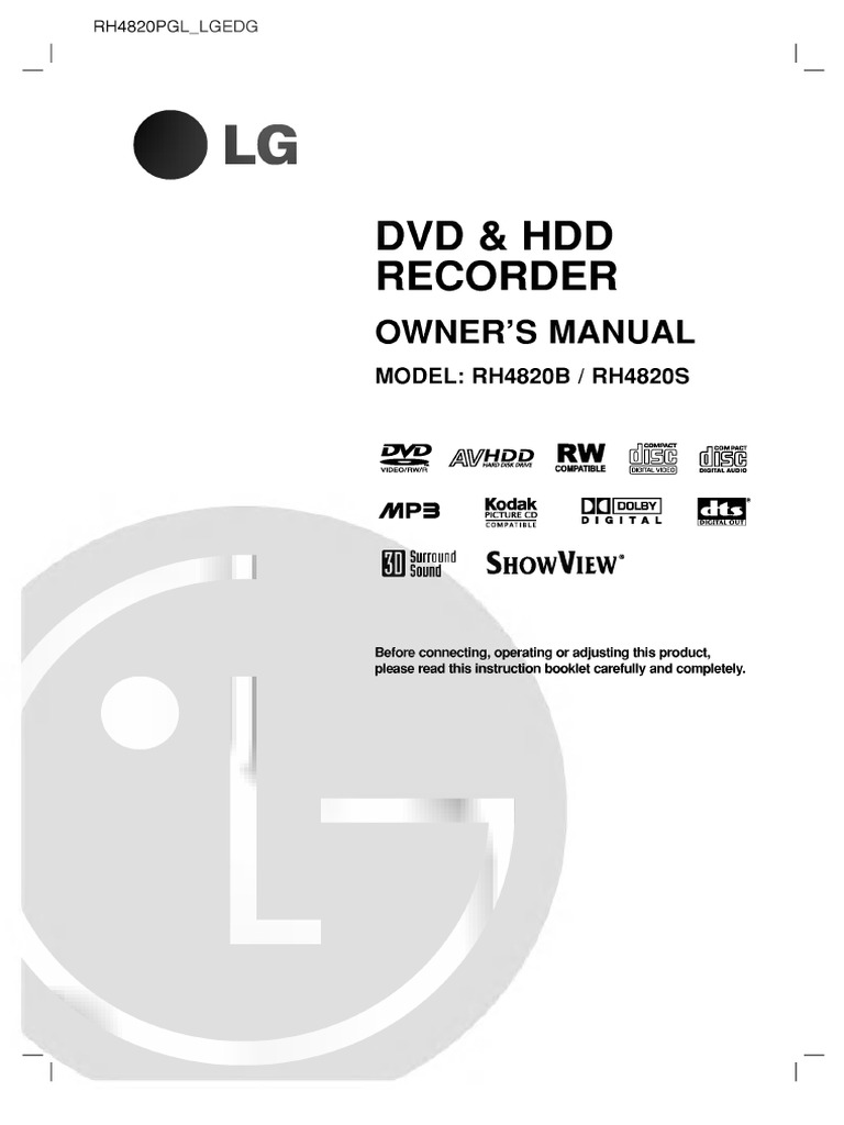 LG RH4820S DVD Player Manual PDF Dvd Compact Disc
