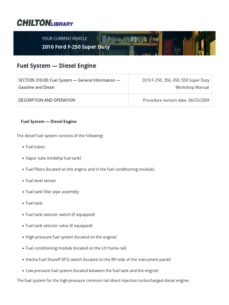 2010 Ford F-250 Diesel Fuel System Overview | PDF | Diesel Engine ...