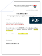 Comunicado - Feriado - Fundacion de Quito - Estudiantes-2281670009923