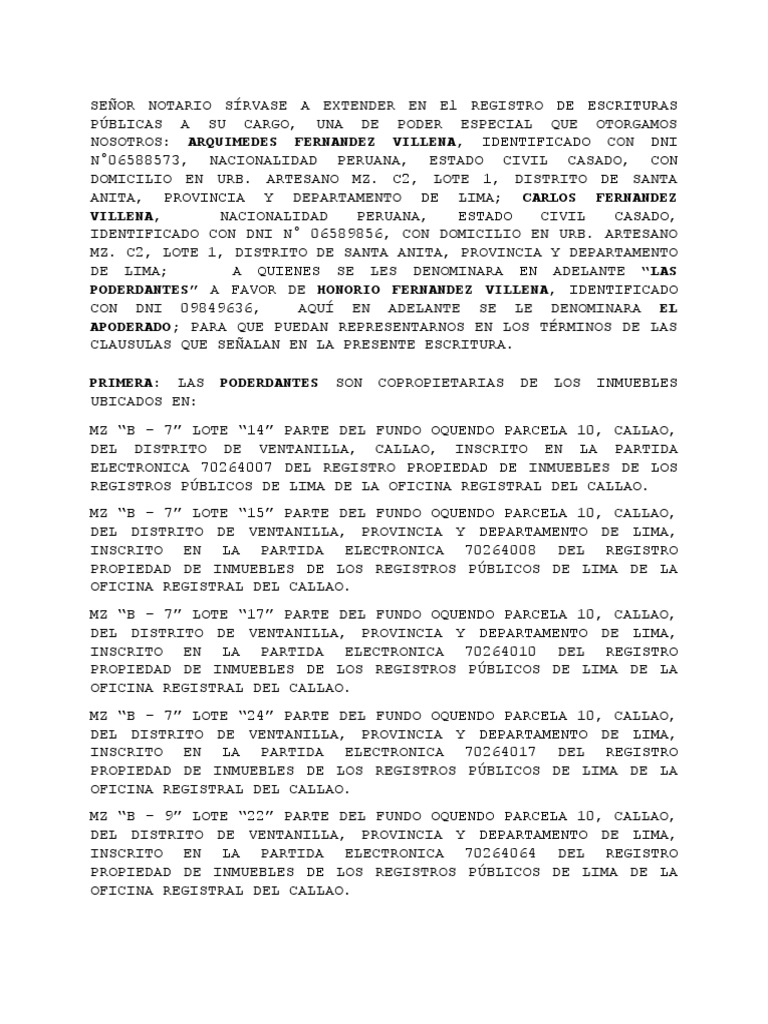 Poder Consular - Venta de Inmueble - Sr. Fernandez - 941 | PDF ...