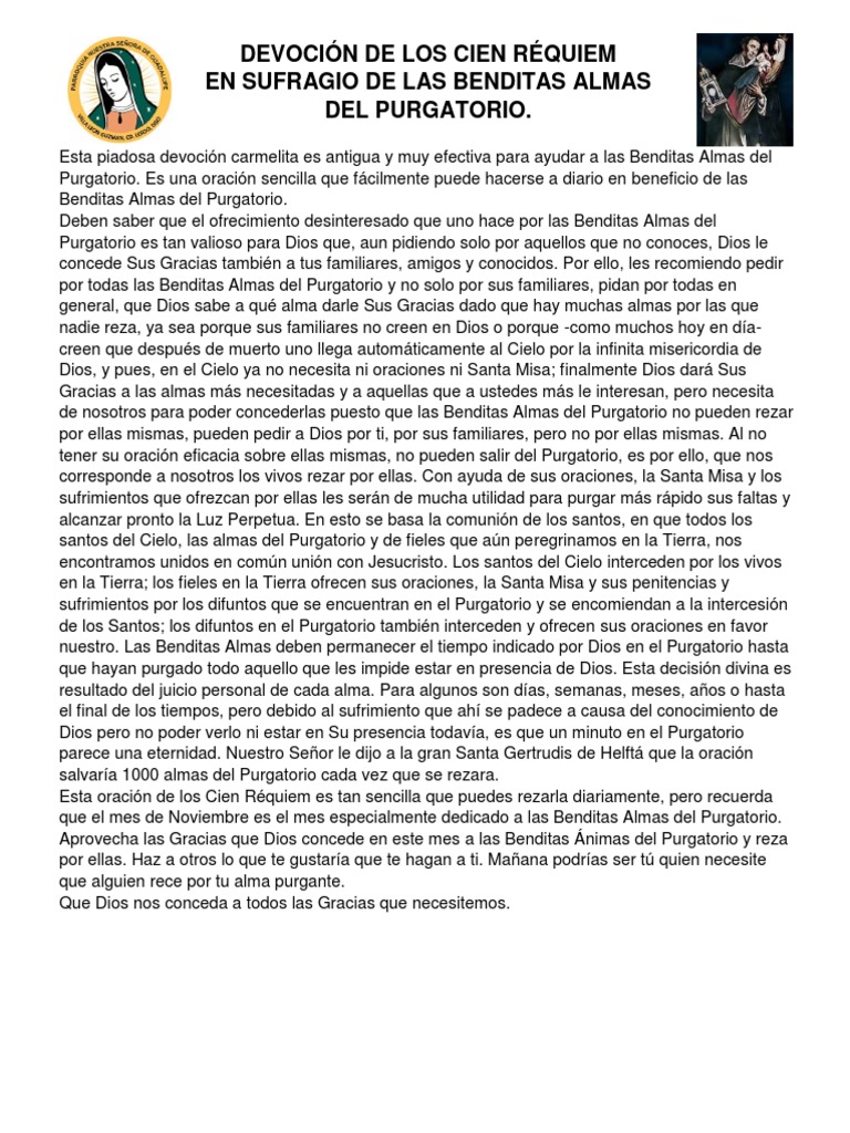 Devoción de Los Cien Réquiem | PDF | Purgatorio | Oración