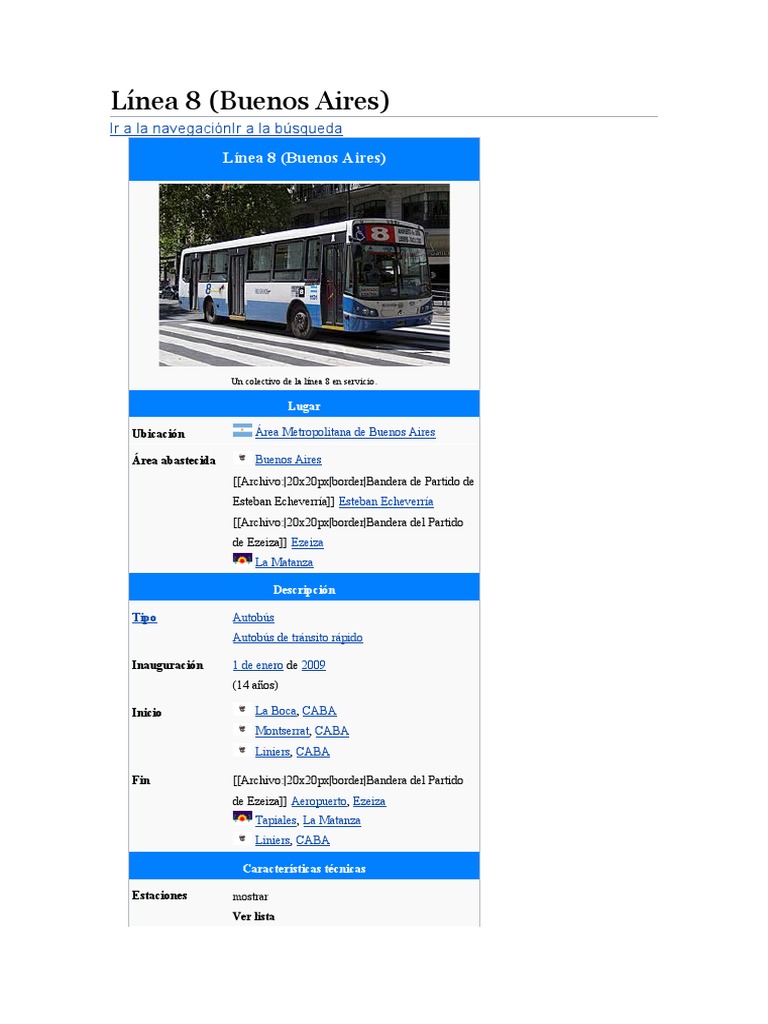 Recorridos y horarios de la Línea 8 | PDF | Buenos Aires | Argentina