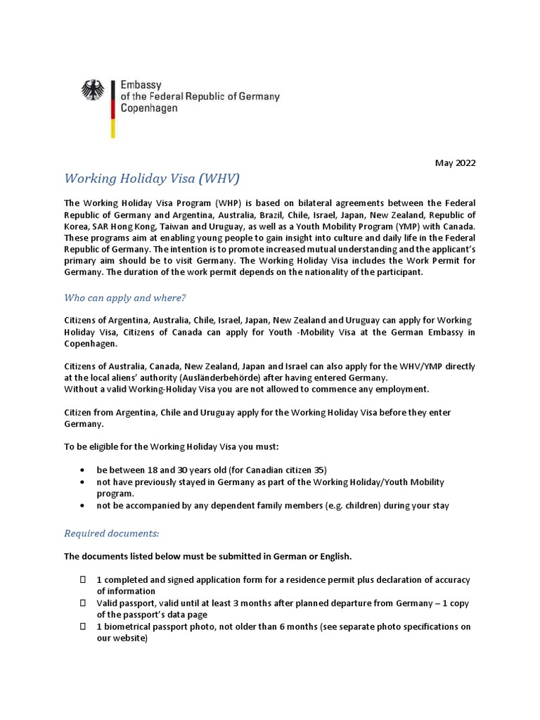 Germany Working Holiday Visa Guide | PDF | Travel Visa | Passport