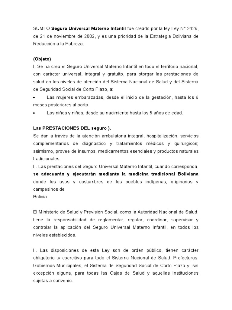 Desconocimiento del SUMI en Bolivia | PDF | Muerte materna | Cuidado de ...