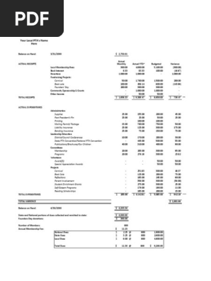 Sample Monthly Treasurer Report Template 1 4