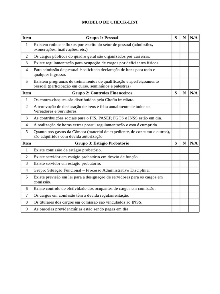 Modelo Check List Producto Alimento/modelo De Check List