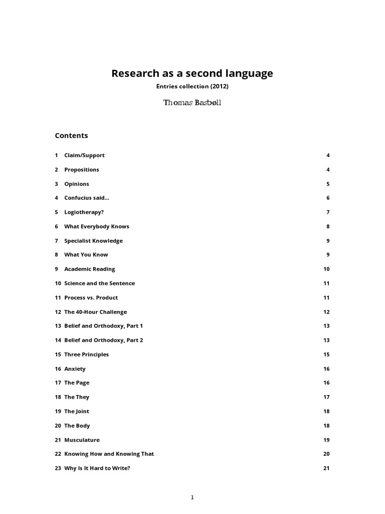 Research As A Second Language (Collection) | PDF | Knowledge ...