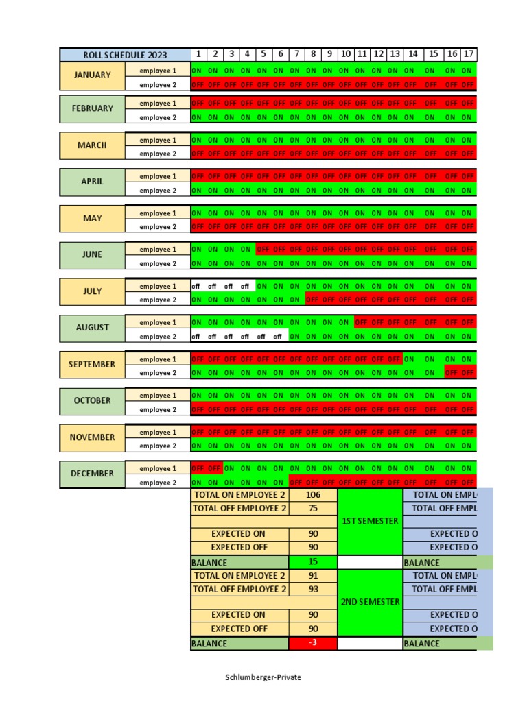 Roll Schedule For Back To Back PDF