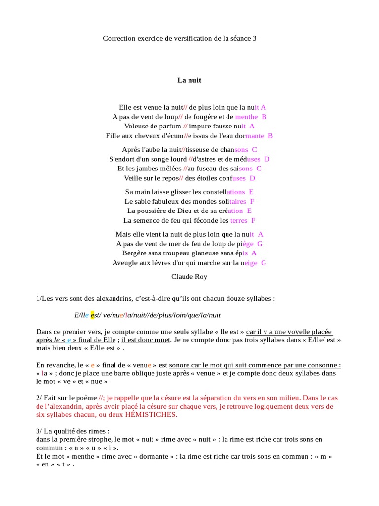 Correction de versification seconde | PDF | Rime dans la poésie ...