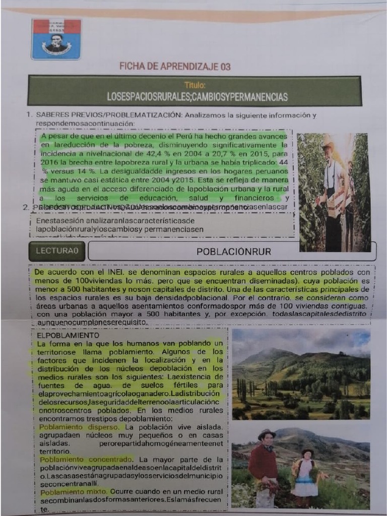 Actividades sobre espacios rurales y urbanos | PDF