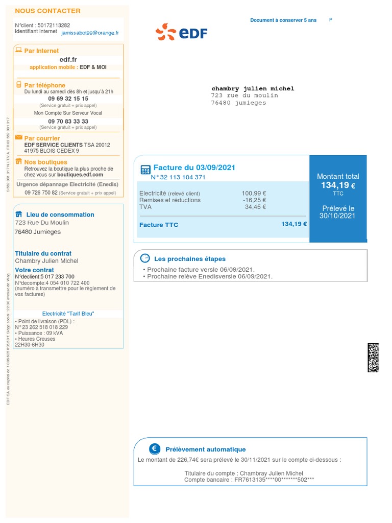 Contact et informations EDF 2021 | PDF