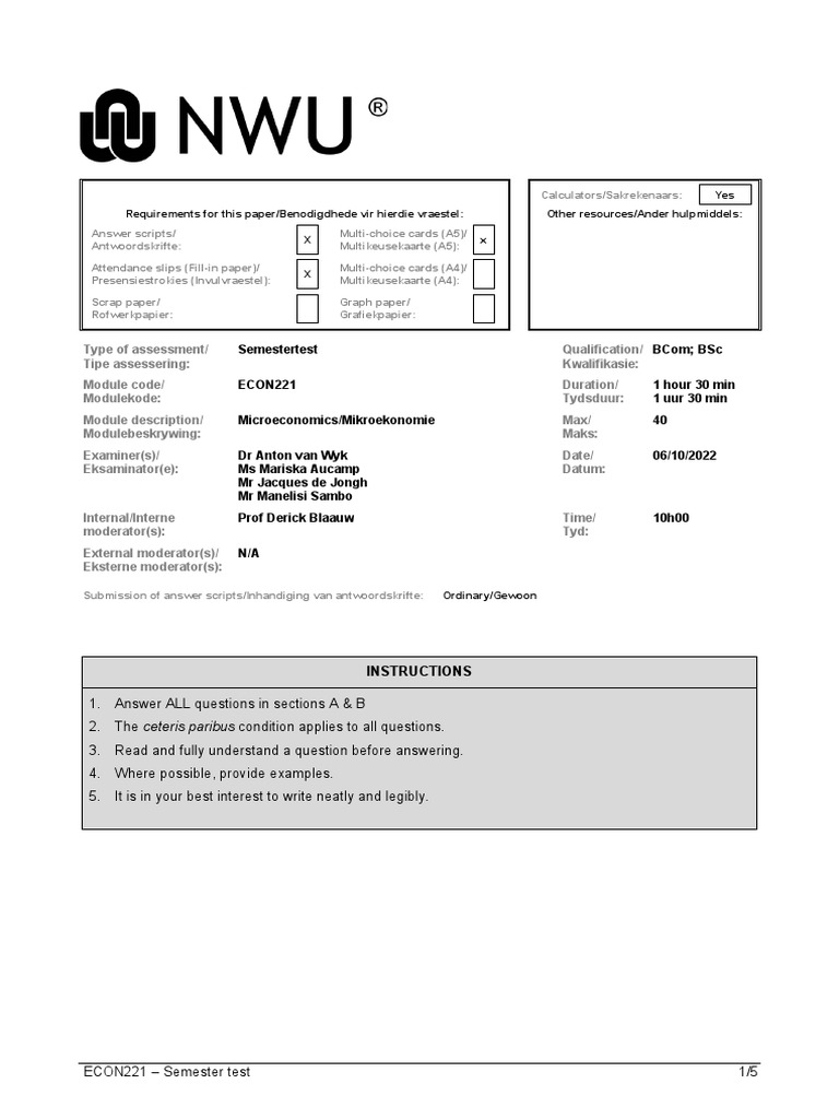 Econ 221 Semester Test Pdf Labour Economics Business Process