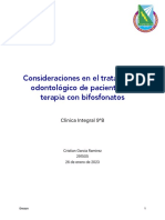 Consideraciones en El Tratamiento Odontoloì Gico de Pacientes en Terapia Con Bifosfonatos