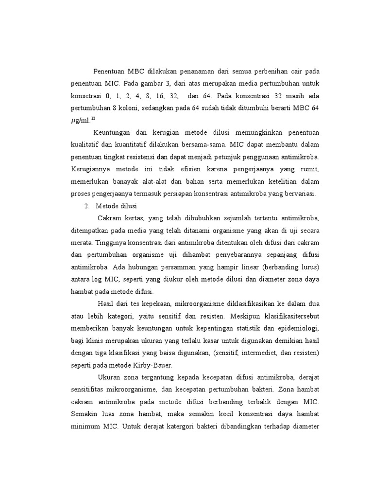 Metode Dilusi untuk Penentuan MBC dan MIC | PDF
