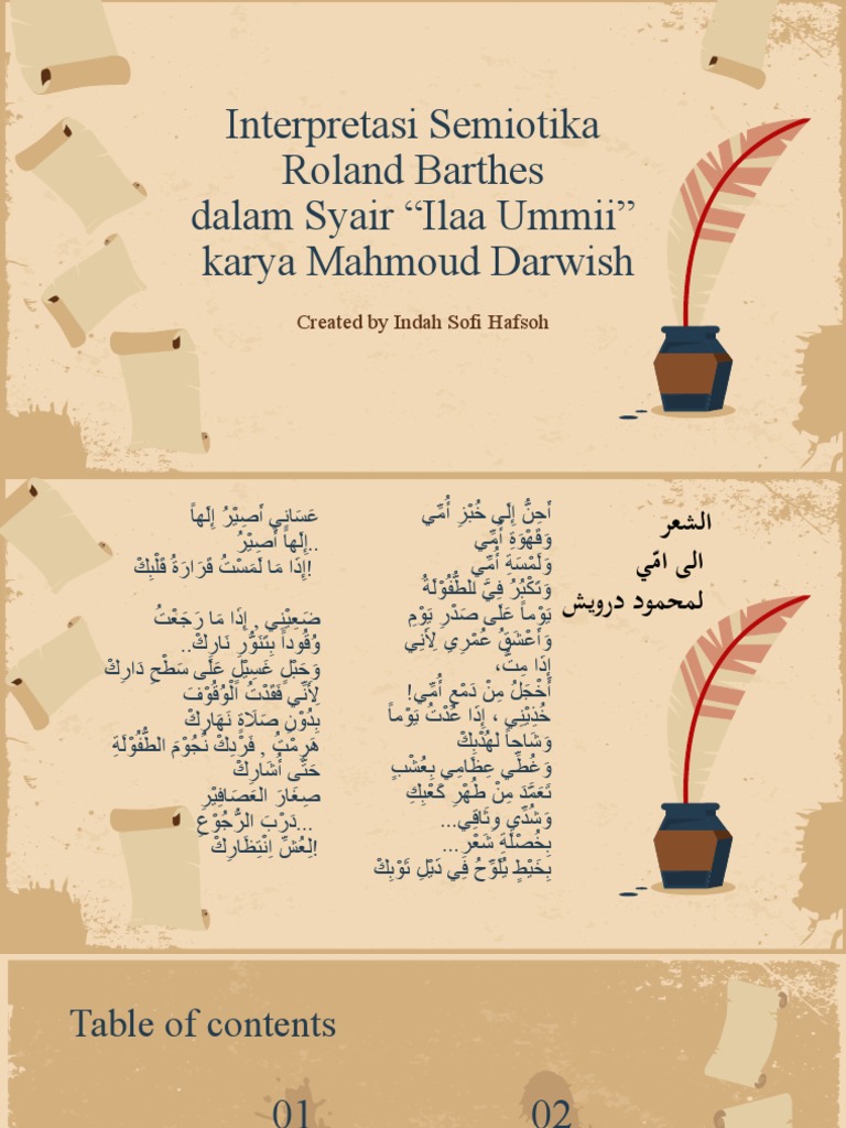 Interpretasi Semiotika Roland Barthes - Syair Ilaa Ummi | PDF