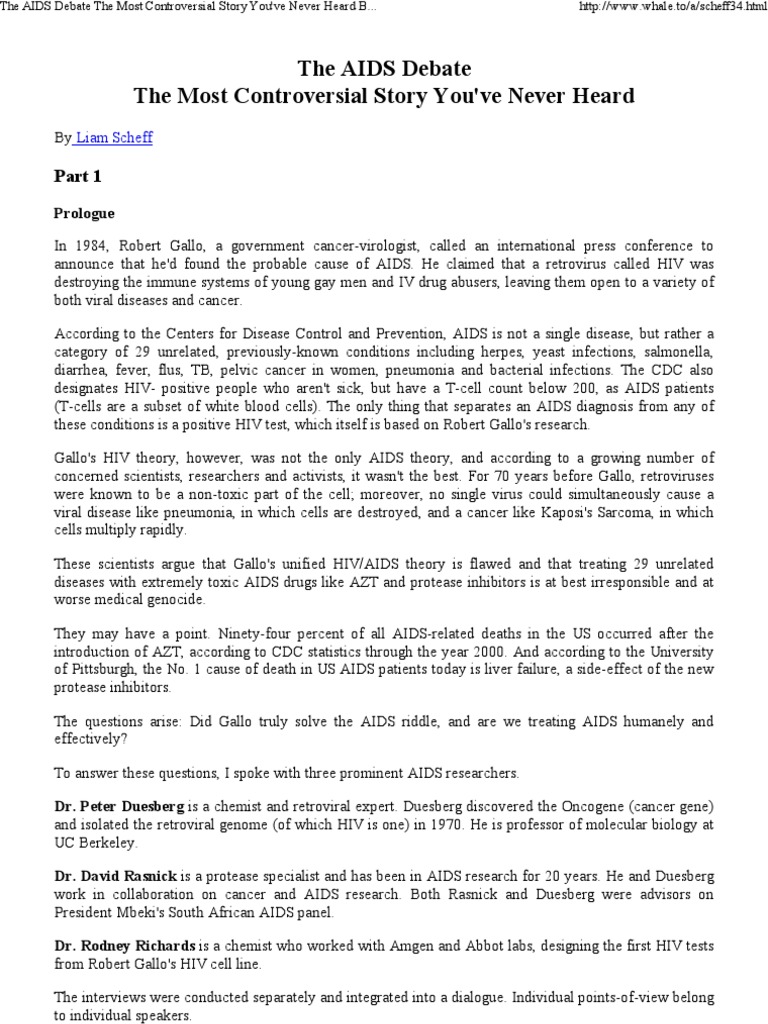 The AIDS Debate The Most Controversial Story You've Ever Heard PDF
