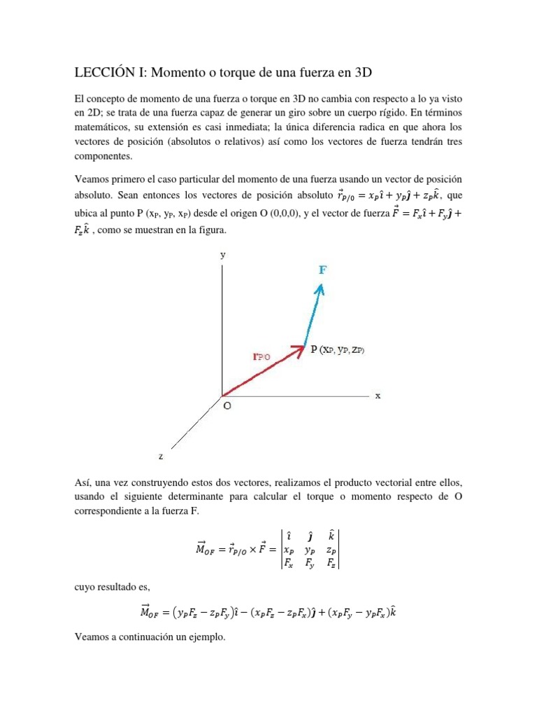 Momento de Fuerza en 3D: Cálculos y Ejemplos | PDF | Vector Euclidiano ...