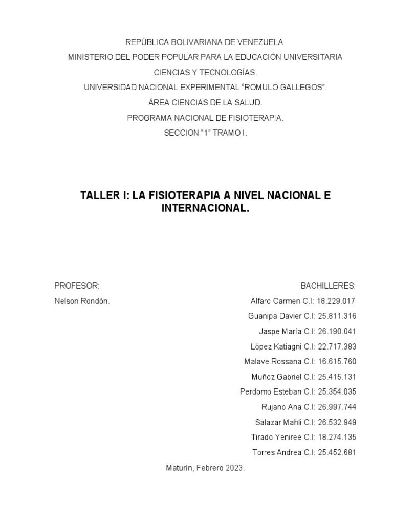 La Fisioterapia en Venezuela y El Mundo PDF Terapia física Hospital