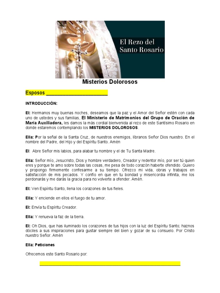 Santo Rosario MISTERIOS DOLOROSOS - Guía Viernes | PDF | María, madre ...
