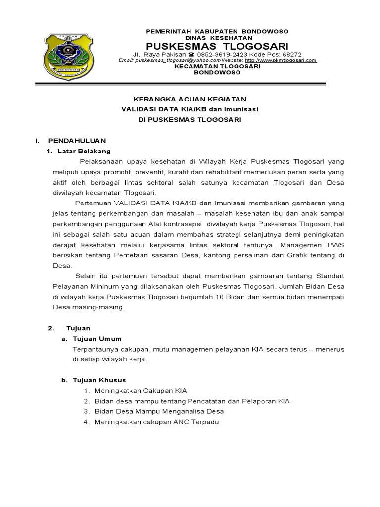 Contoh Surat Validasi Data KIA/KB | PDF | Bisnis
