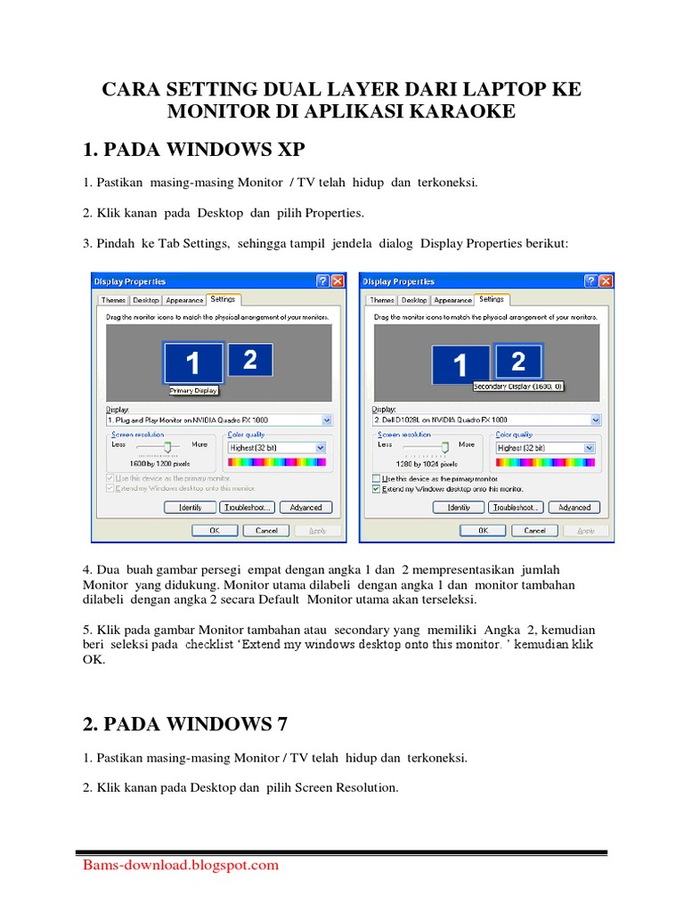 Cara Setting Dual Layer Dari Laptop Ke Monitor Di Aplikasi Karaoke | PDF