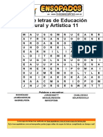 Sopa de Letras de Educación Cultural y Artística - 11