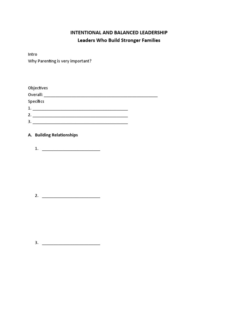 Handout leaders who build stronger families pdf parenting human