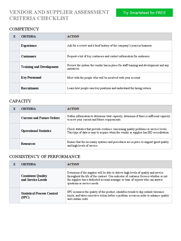 Vendor and Supplier Assessment | PDF | Credit Card | Corporate Social ...