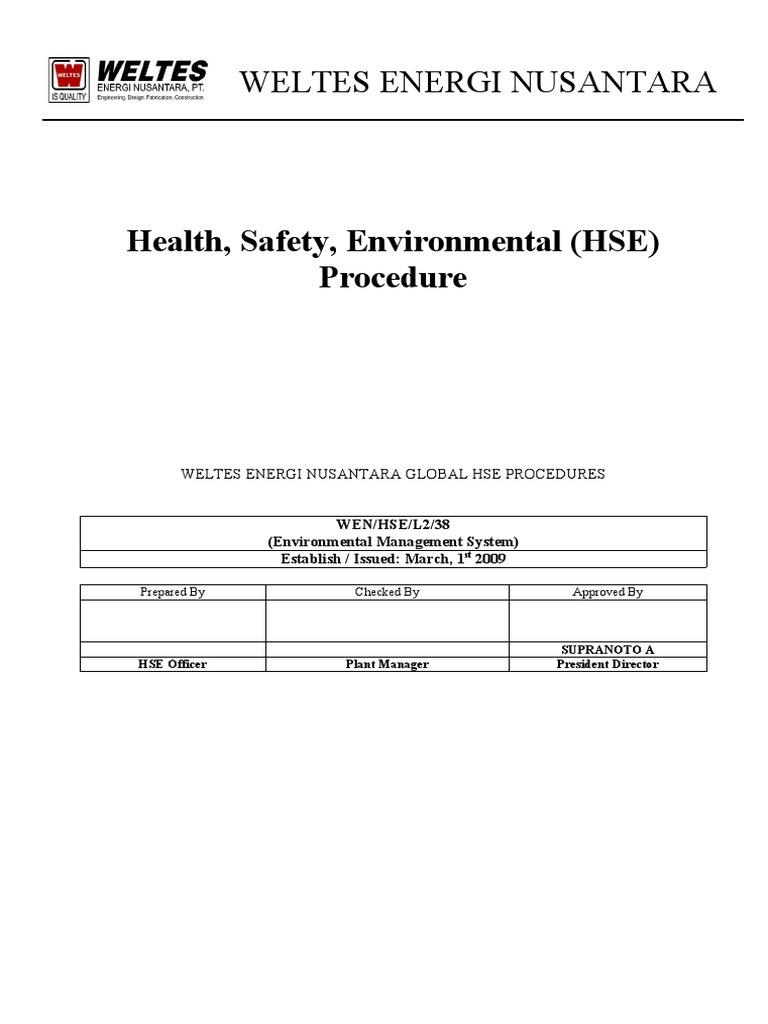 WELTES ENERGI NUSANTARA'S ENVIRONMENTAL MANAGEMENT SYSTEM AND