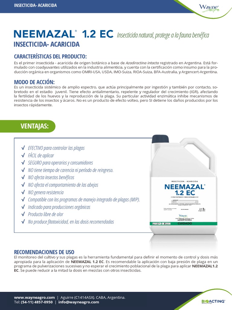 Neemazal: Insecticida Botánico Efectivo | PDF | Insecticida | Insectos