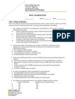 Final Exam - Auditing & Assurance Principles