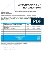 Corporacion CJ & F S.A.C. RUC:20606724030: Cotizacion de Servicios #005 - 2023 - Cipb