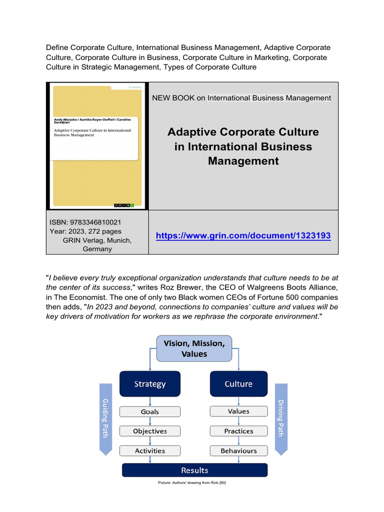 Define Corporate Culture | PDF | Organizational Culture | Strategic ...